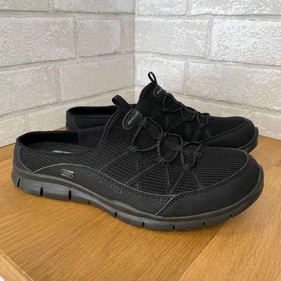 Skechers Shoes - Skechers Womens Size 8 Slip On Sneakers Mules Black Air Cooled Memory Foam